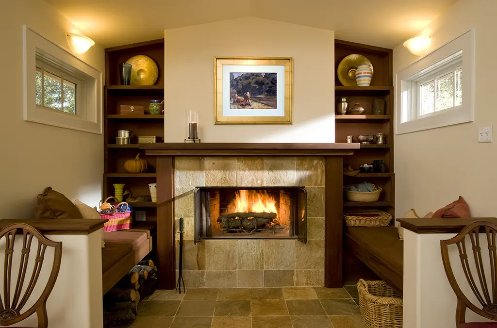 stone fireplace by River City Fireplaces