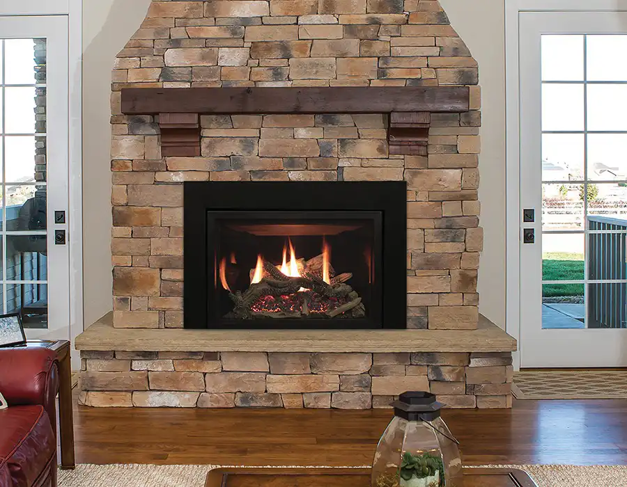 Stone fireplace by River City Fireplaces