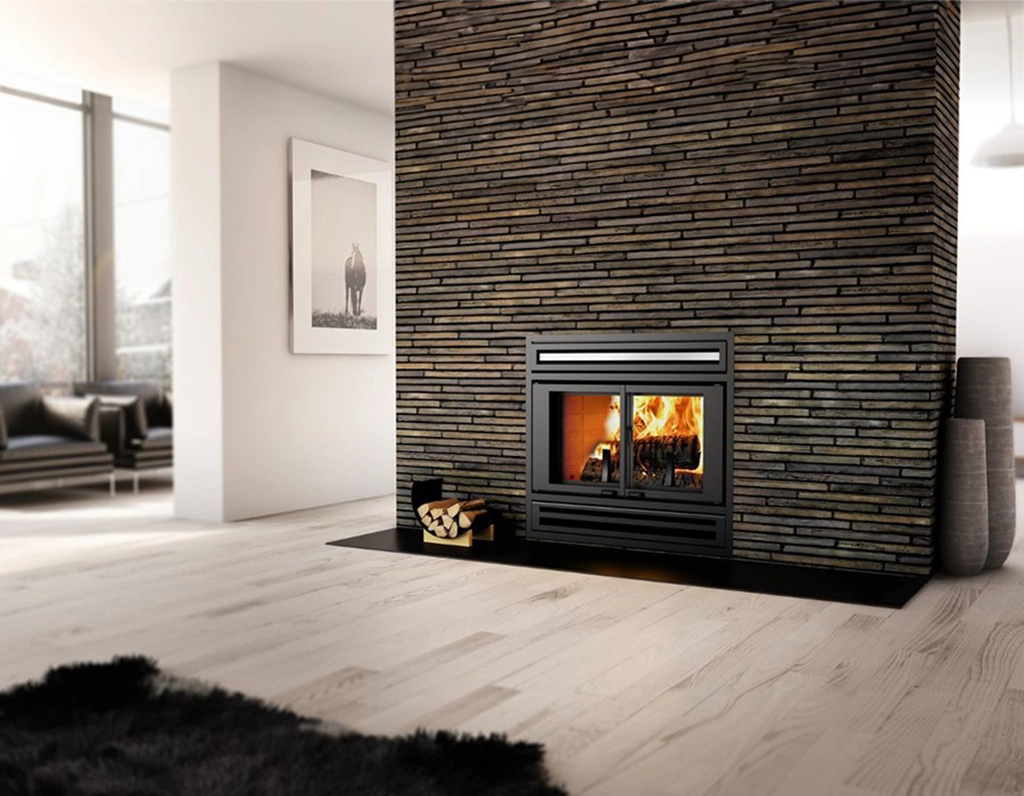 large brick fireplace
