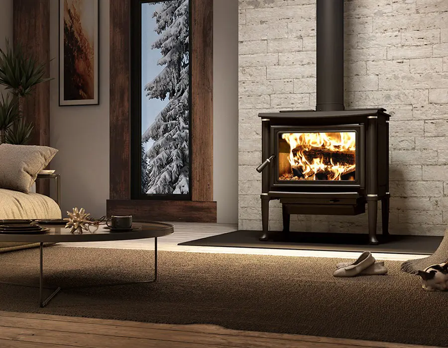 Wood burning stove with vent