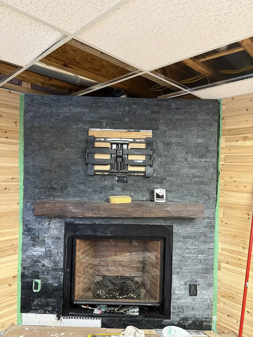 custom corner fireplace by River City Fireplaces