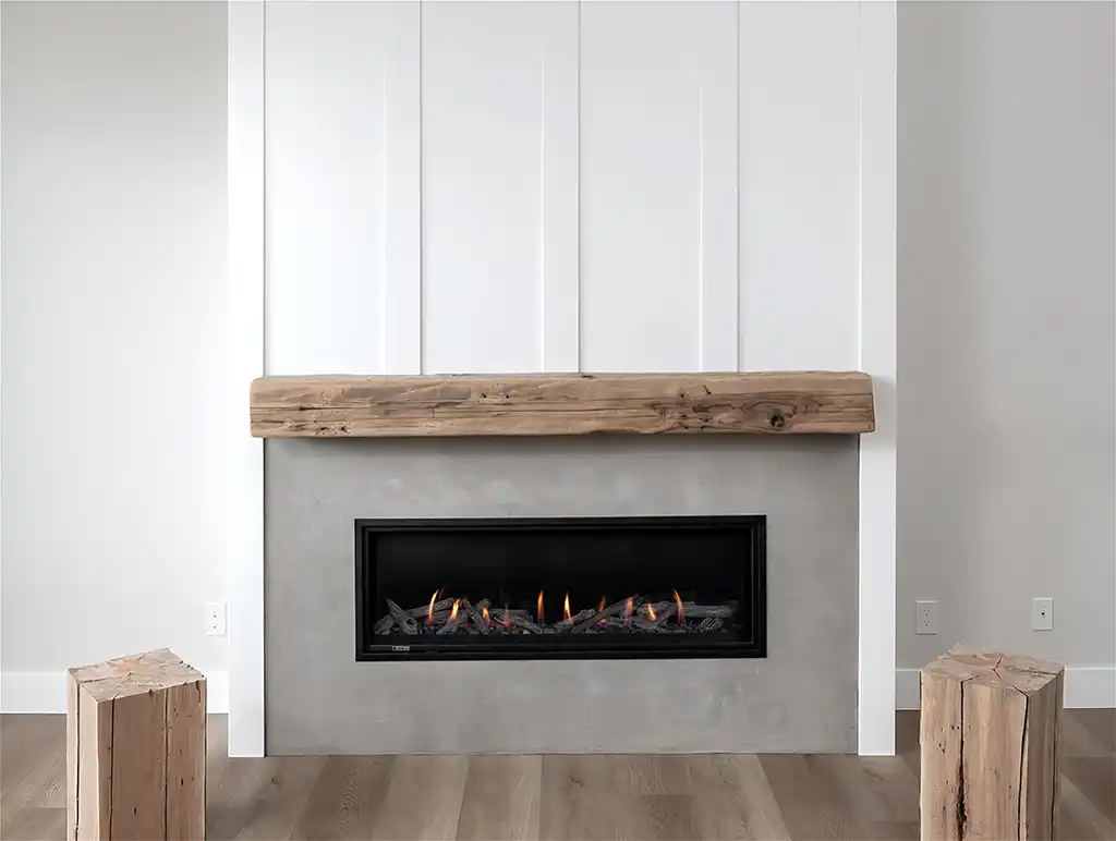 gas fireplace built into modern back