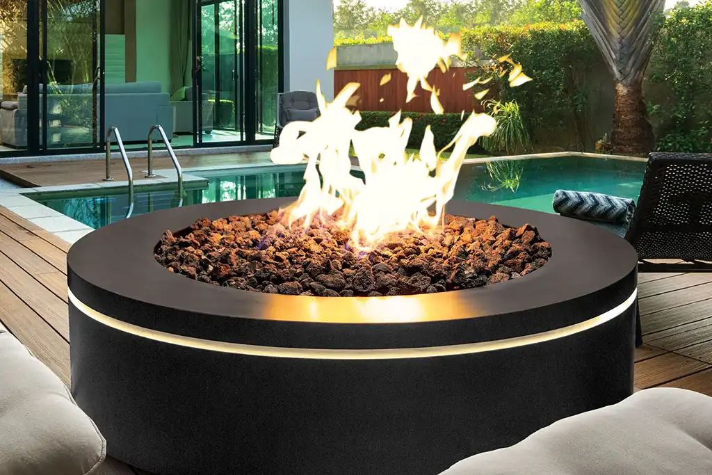closeup of electric firepit